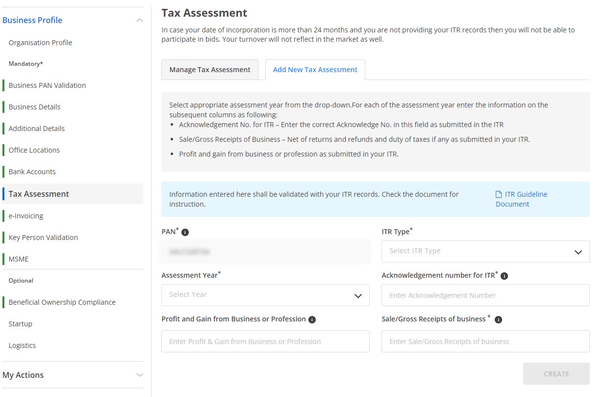Add New Tax Assessment