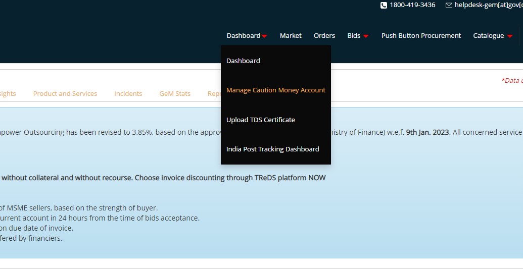 Manage Caution Money Account