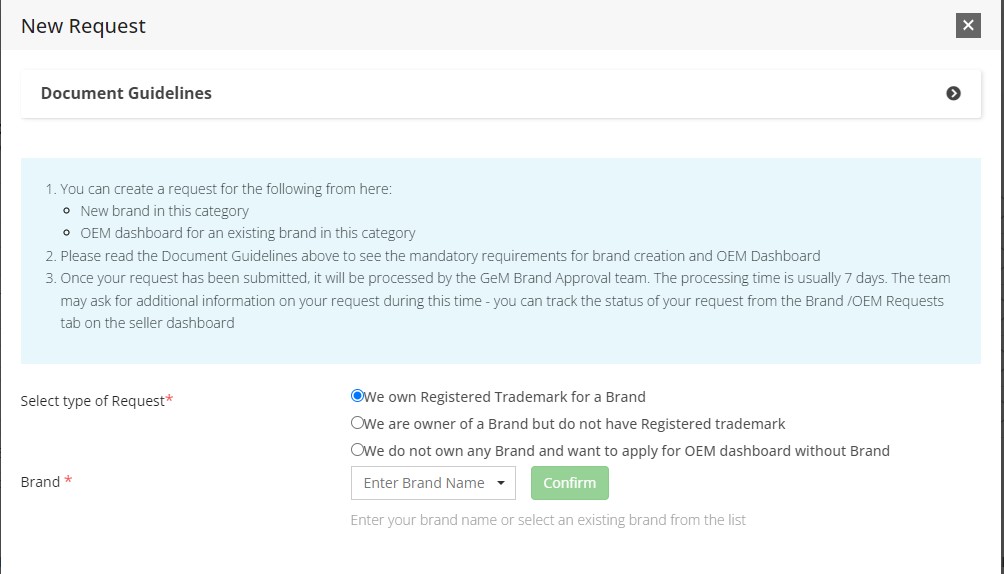 New Brand Request