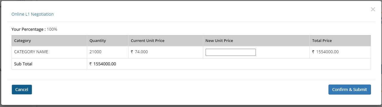 Online L1 Negotiation