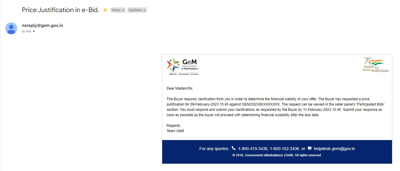 Price Justification Email