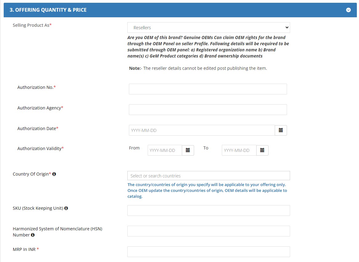 Offering Quantity and Price